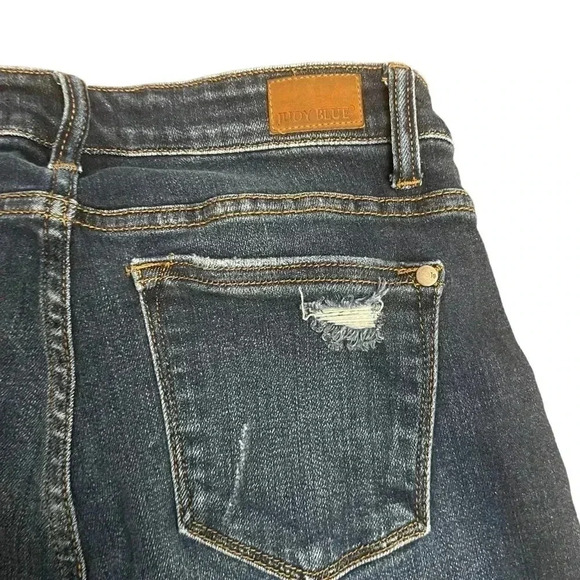 Judy Blue Skinny Fit JB82104DK Dark Wash Light Distressed Jeans Womens size 7/28 - Picture 11 of 16